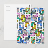 Grappig kleurrijk sokkenpatroon briefkaart (Voorkant / Achterkant)