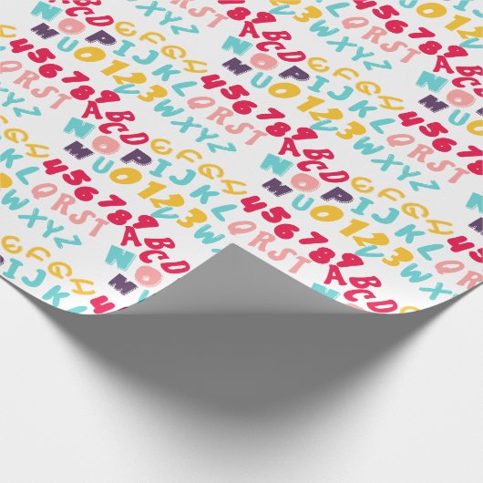 Grappig kleurrijk stripalfabet cadeaupapier (Hoek)