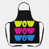 Grappig kleurrijk WOW Gezegde Eenvoudig Roze Blauw Schort (Voorkant)