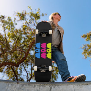 Grappig kleurrijk WOW Gezegde Eenvoudig Roze Blauw Skateboard