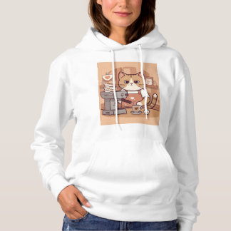 Grappig Knus Barista Kat Hoodie T-shirt