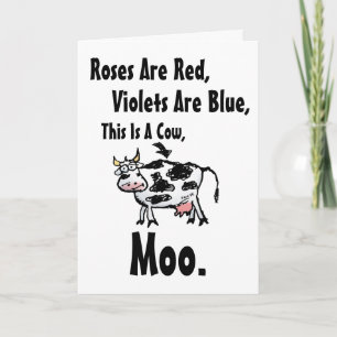 Grappig Koe gedicht Verjaardag Kaart