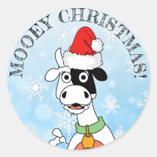 Grappig Koe Mooey Kerst sticker