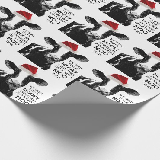 Grappig Koe Mooey Kerstmis en Happy MOO Jaar! Cadeaupapier (Hoek)