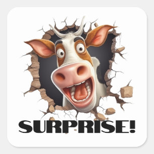 Grappig koeiengezicht boerderij dieren SURPRISE pr Vierkante Sticker
