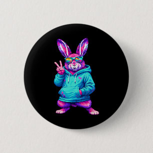 Grappig Koel Konijn Hip Hop Konijn Pasen Mannen Jo Ronde Button 5,7 Cm