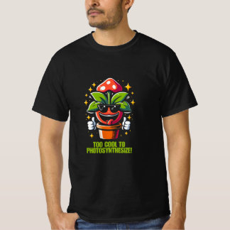 Grappig Koel Plant met Zonnebril en Mushroom Pet. T-shirt