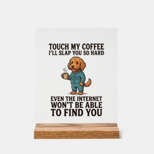 Grappig koffie hond vintage graveer shirt ontwerp_ acryl bord