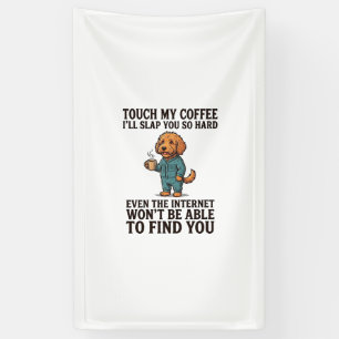 Grappig koffie hond vintage graveer shirt ontwerp_ spandoek