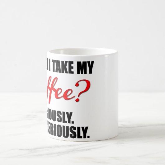 Grappig koffie-mok met rode en zwarte tekst koffiemok (Center)