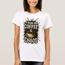 Grappig koffiechaos T-shirt – Spetterspat verf 