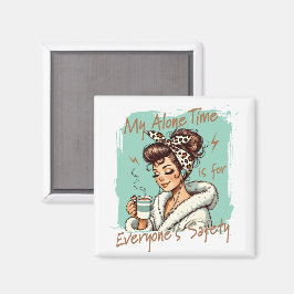 Grappig koffietijd meisje in de ochtend turquoise magneet