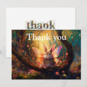 Grappig konijn betoverd bos bedankkaart (Voorkant / Achterkant)