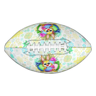 Grappig konijn dat een paasei bijt american football