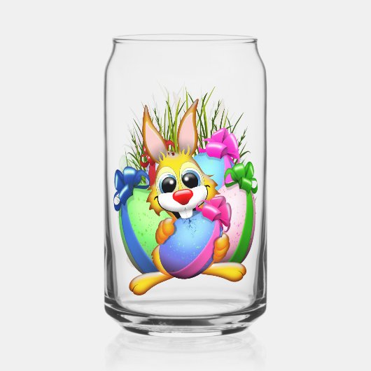 Grappig konijn dat een paasei bijt blikvorm glas (Voorkant)