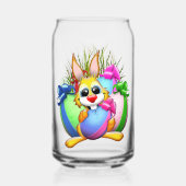 Grappig konijn dat een paasei bijt blikvorm glas (Achterkant)