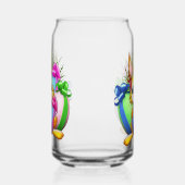 Grappig konijn dat een paasei bijt blikvorm glas (Links)