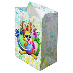Grappig konijn dat een paasei bijt medium cadeauzakje