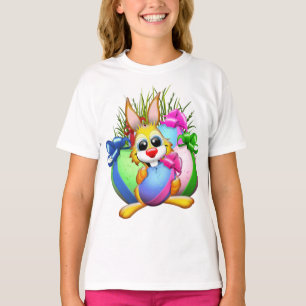 Grappig konijn dat een paasei bijt t-shirt