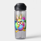 Grappig konijn dat een paasei bijt waterfles (Achterkant)