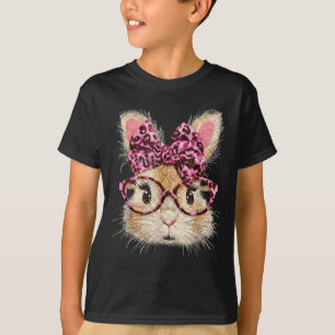 Grappig konijn gezicht bril bandana luipaard konij t-shirt