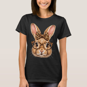 Grappig konijn gezicht bril bandana luipaard strik t-shirt