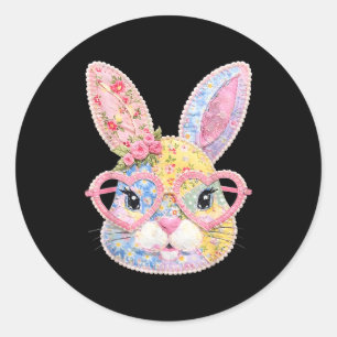 Grappig Konijn Gezicht Glas Bloemstuk Konijn Oost Ronde Sticker