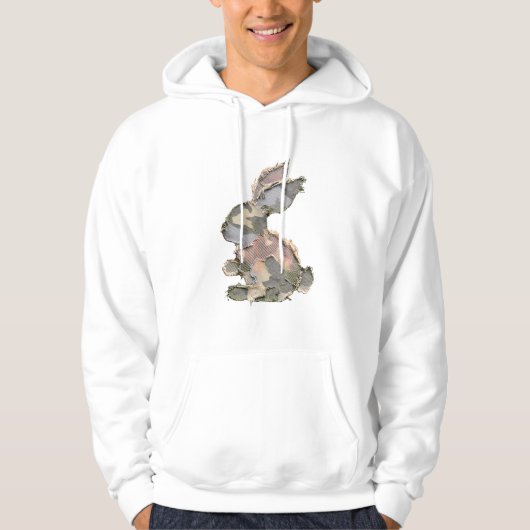Grappig Konijn Haakwerk Patchwork Camo Konijn Gelu Hoodie (Voorkant)