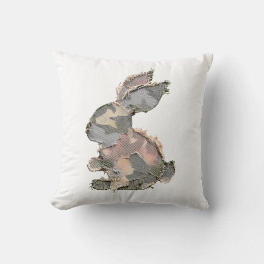 Grappig Konijn Haakwerk Patchwork Camo Konijn Gelu Kussen (Voorkant)