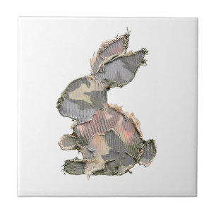 Grappig Konijn Haakwerk Patchwork Camo Konijn Gelu Tegeltje