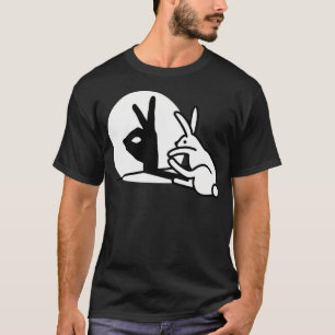 Grappig Konijn Hand Schaduw Poppen Humor Pop Art T-shirt