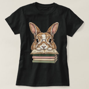 Grappig Konijn met Bril Leest Boek T-shirt