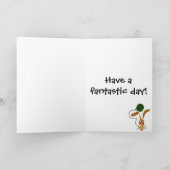 Grappig konijn met groene ballon kaart (Binnen)