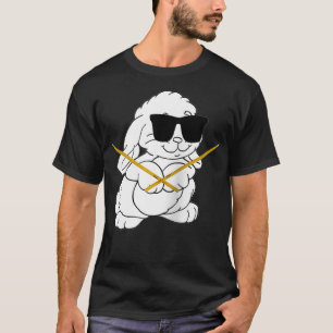 Grappig konijn met zonnebrillen die drums spelen t-shirt