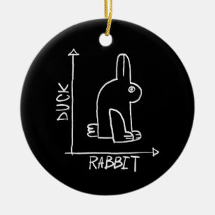 Grappig konijn of eend, diptiek met wilde dieren keramisch ornament
