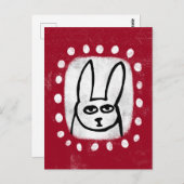Grappig konijn op rood Briefkaart (Voorkant / Achterkant)