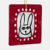 Grappig konijn op rood Ornament (Rechts)