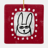 Grappig konijn op rood Ornament (Achterkant)