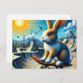 Grappig konijn skateboarden briefkaart (Voorkant / Achterkant)