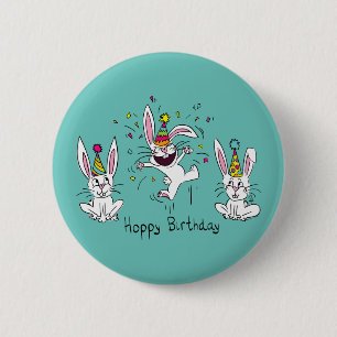 Grappig Konijn Verjaardag Kinderen Ronde Button 5,7 Cm