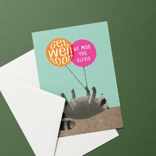 Grappig krijgen goed wasbeer ballonnen kaart