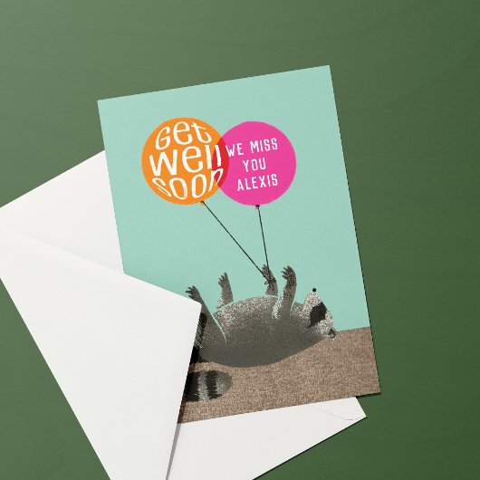 Grappig krijgen goed wasbeer ballonnen kaart