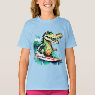 Grappig krokodil surfen T-Shirt