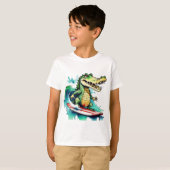 Grappig krokodil surfen T-Shirt (Voorkant volledig)