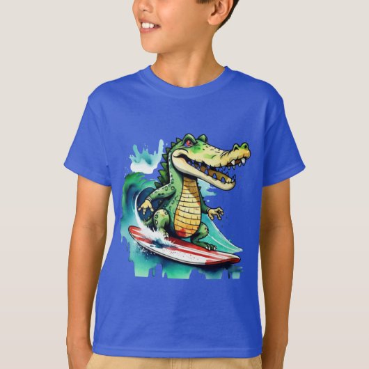 Grappig krokodil surfen T-Shirt (Voorkant)