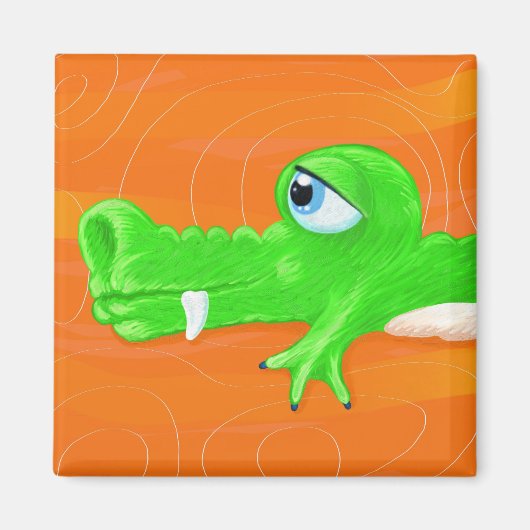 Grappig krokodillenschilderij, magneet (Voorkant)
