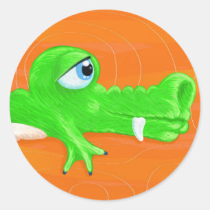 Grappig krokodillenschilderij, sticker
