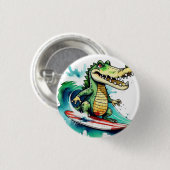 Grappig krokodillensurfen ronde button 3,2 cm (Voorkant /achterkant)