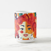 Grappig krullend meisje, kleurrijke en levendige k koffiemok (Center)