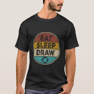 Grappig Kunst Tekenaar Retro Eet Slaap D T-shirt